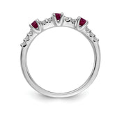 14k White Gold Diamond and Ruby 3-Stone Ring
